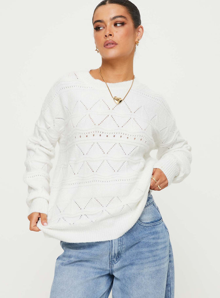 Neutral Pointelle Sweater, WHISTLES