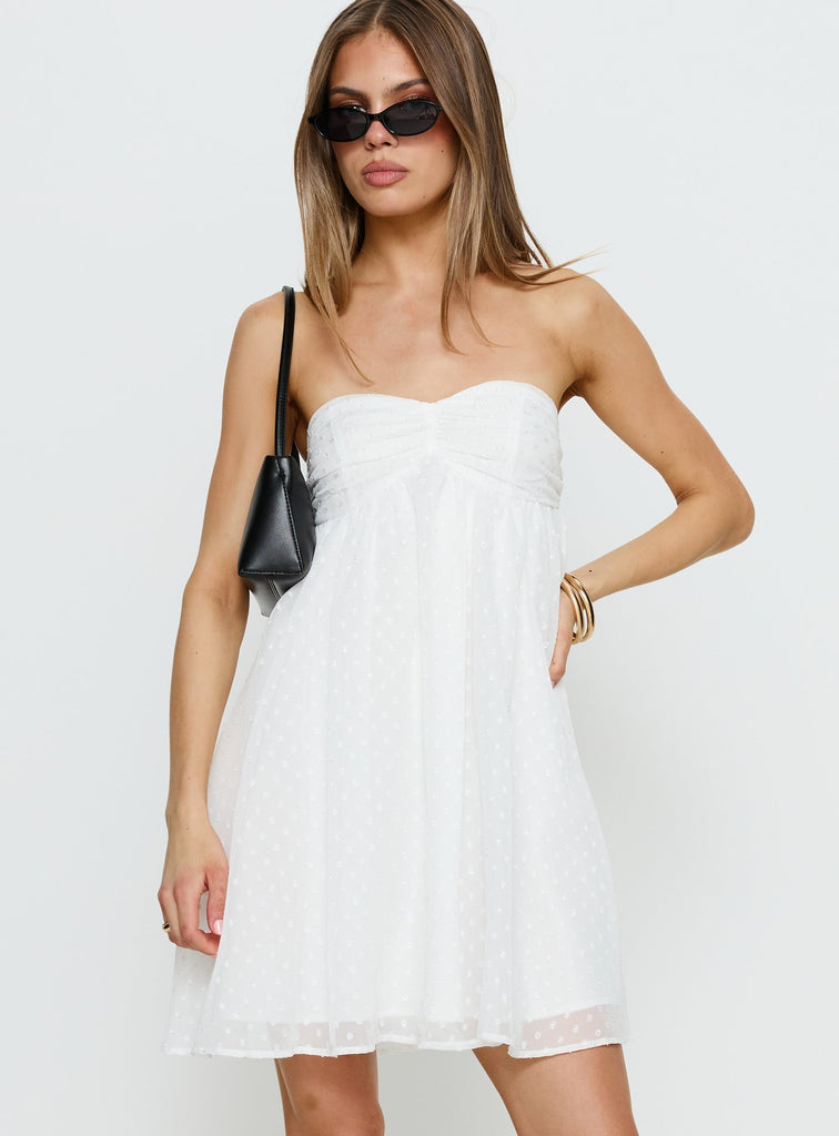 cross your heart strapless mini dress white Cross Your Heart Strapless Mini Dress White