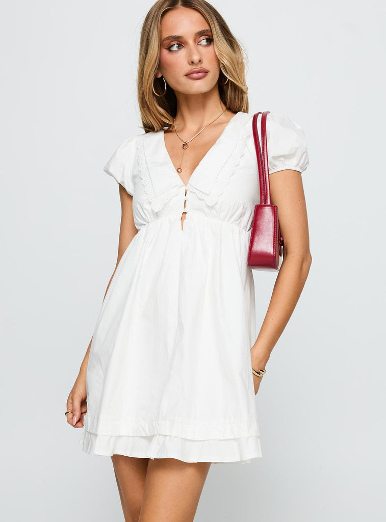 Sailoh Puff Sleeve Baby Doll Mini Dress White | Princess Polly