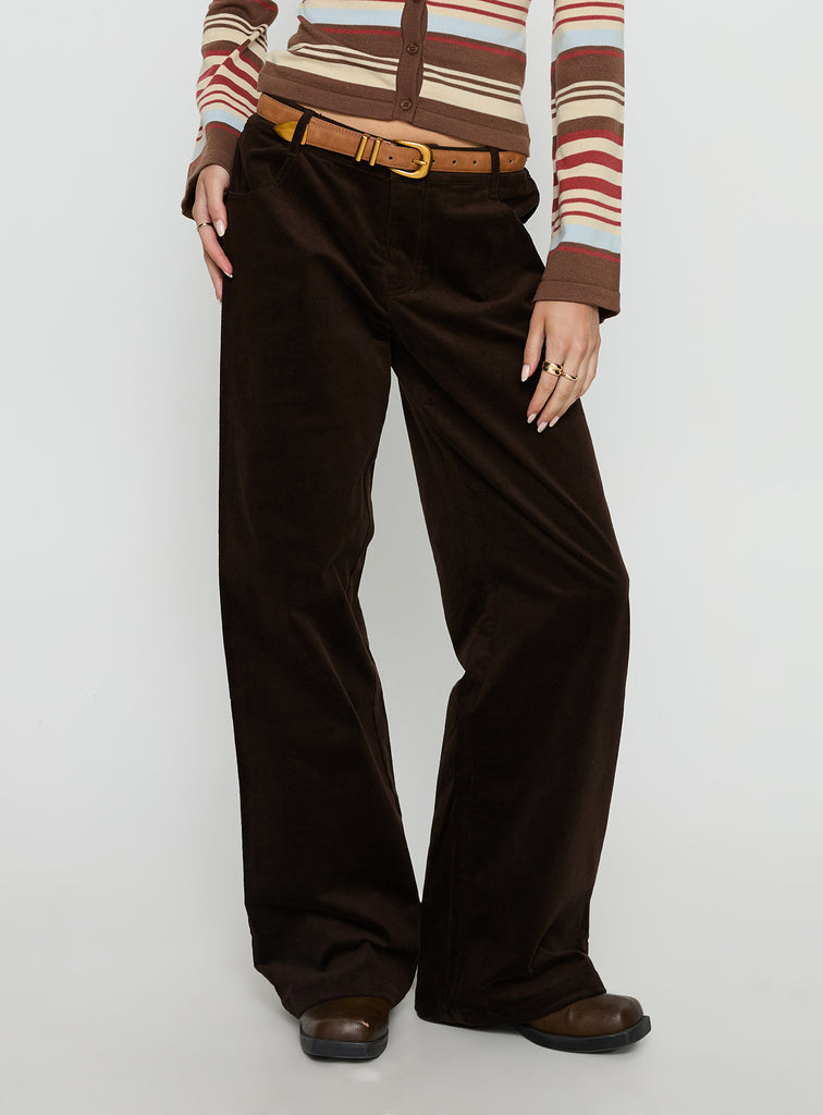 パンツ everyone corduroy belted pants Kenza Wide Leg Corduroy Pant Brown | Princess Polly
