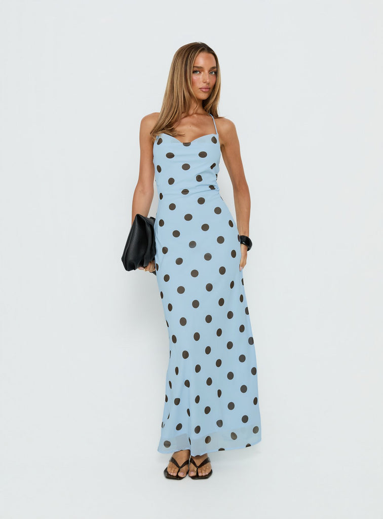 Celena Maxi Dress / Blue Polka Dot