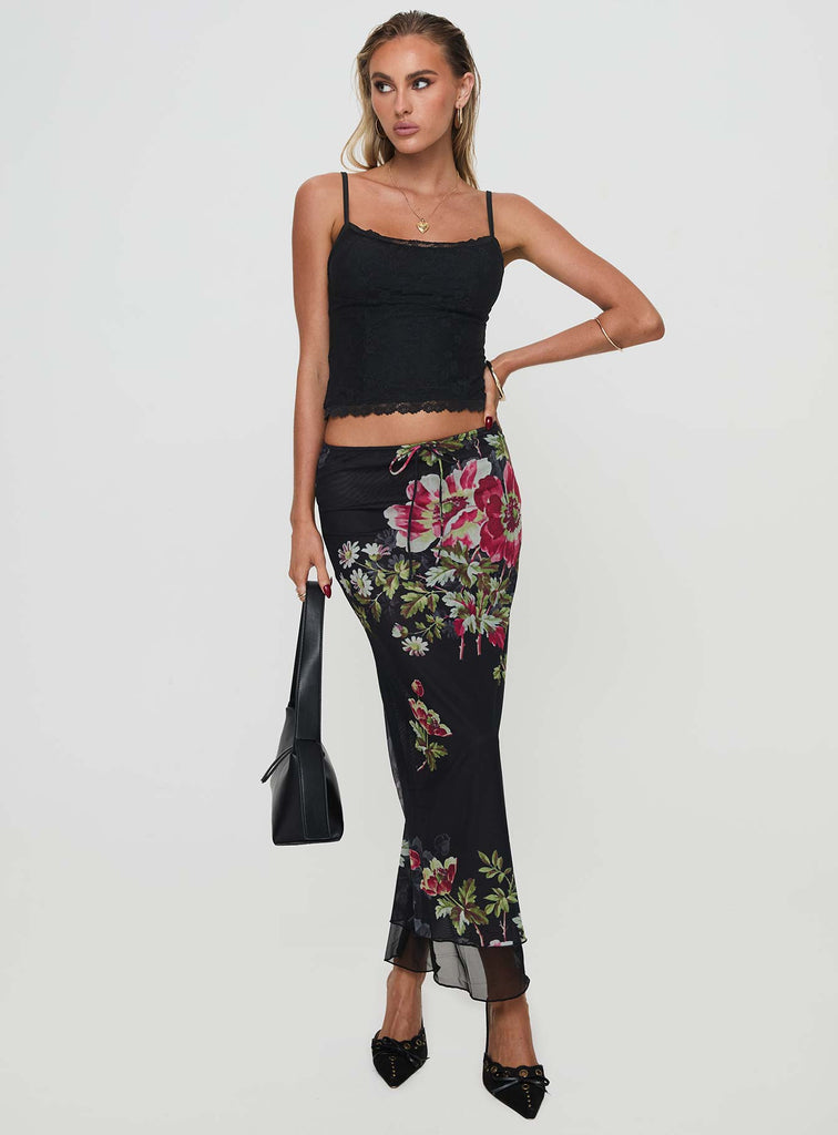 Gypsohila Flower Gloss Skirt BLACK