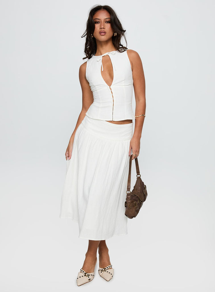 Polly Midi Skirt (White) main image 1