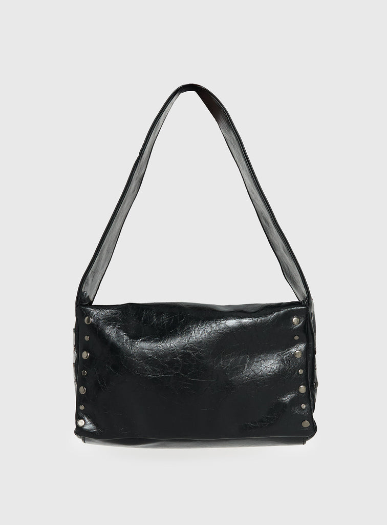 Kaiser Stud Detail Shoulder Bag Black | Princess Polly