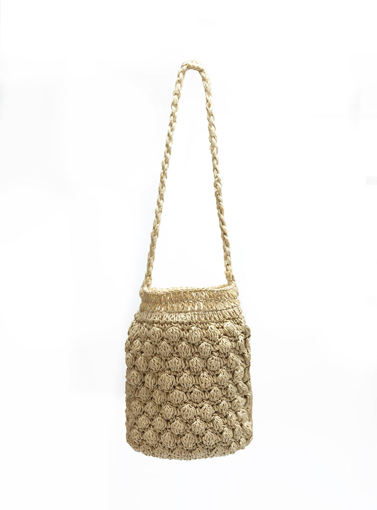 RAFFIA ROUJE ROUND TOTE BAG