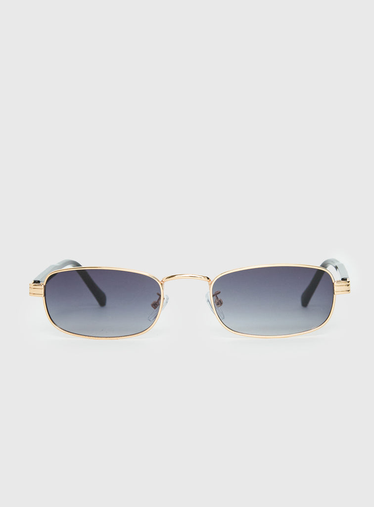2x Princess Polly Rectangular Sunglasses in Black and Cream with Gold Accents Matilda Sunglasses Black / Orange | Princess Polly main image 4