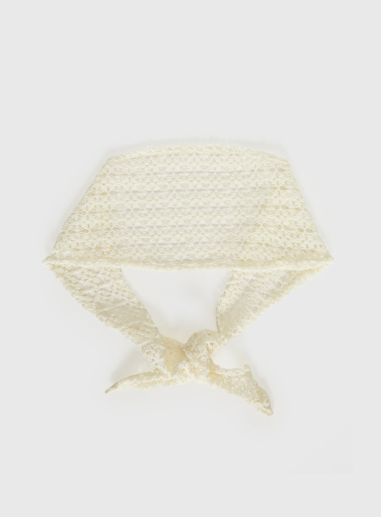 Keighla Crochet Hair Scarf Cream | Princess Polly