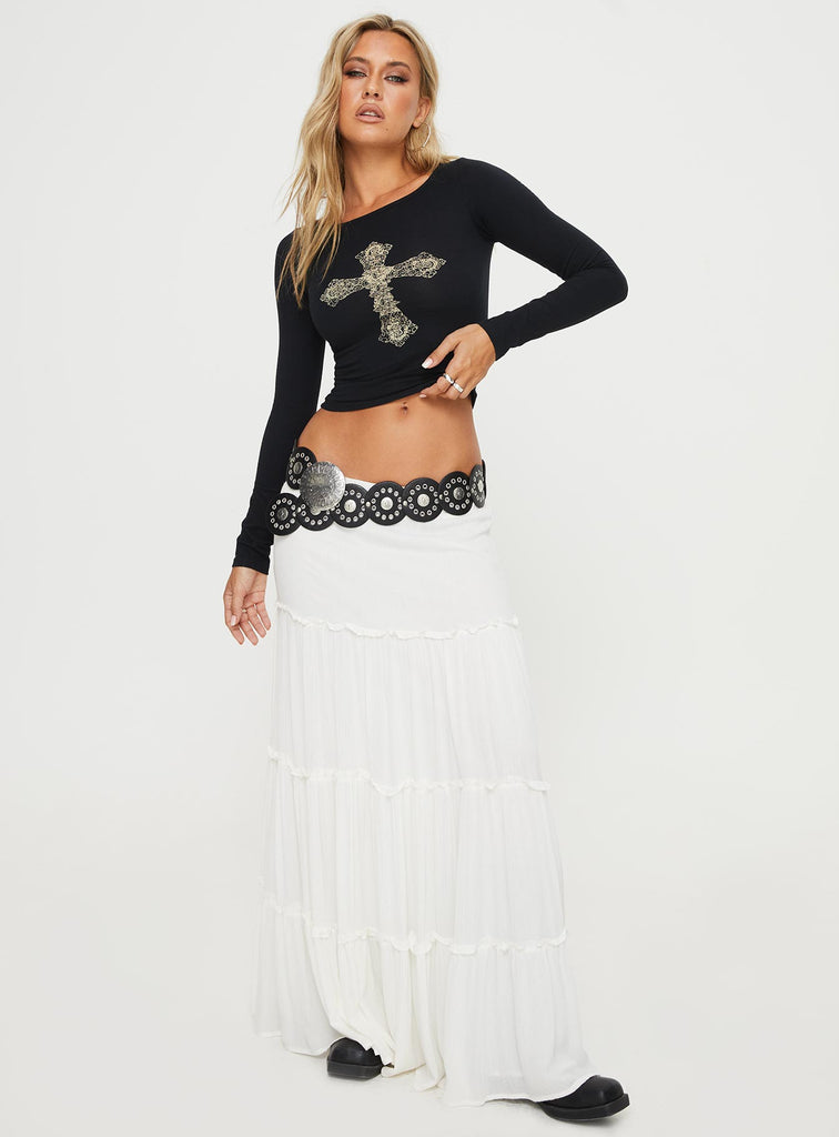Amala Top Black  Long sleeve crop top, Princess polly, Black going out tops