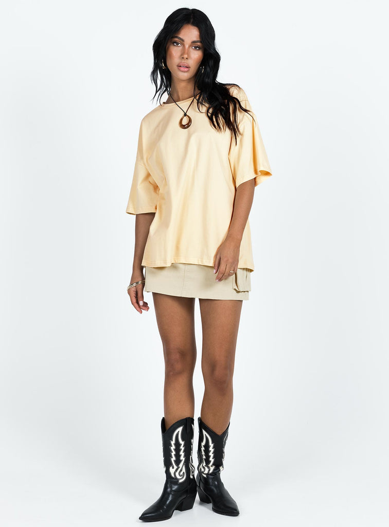 Oversized Printed T-shirt - Brown/Sunset Dream - Ladies