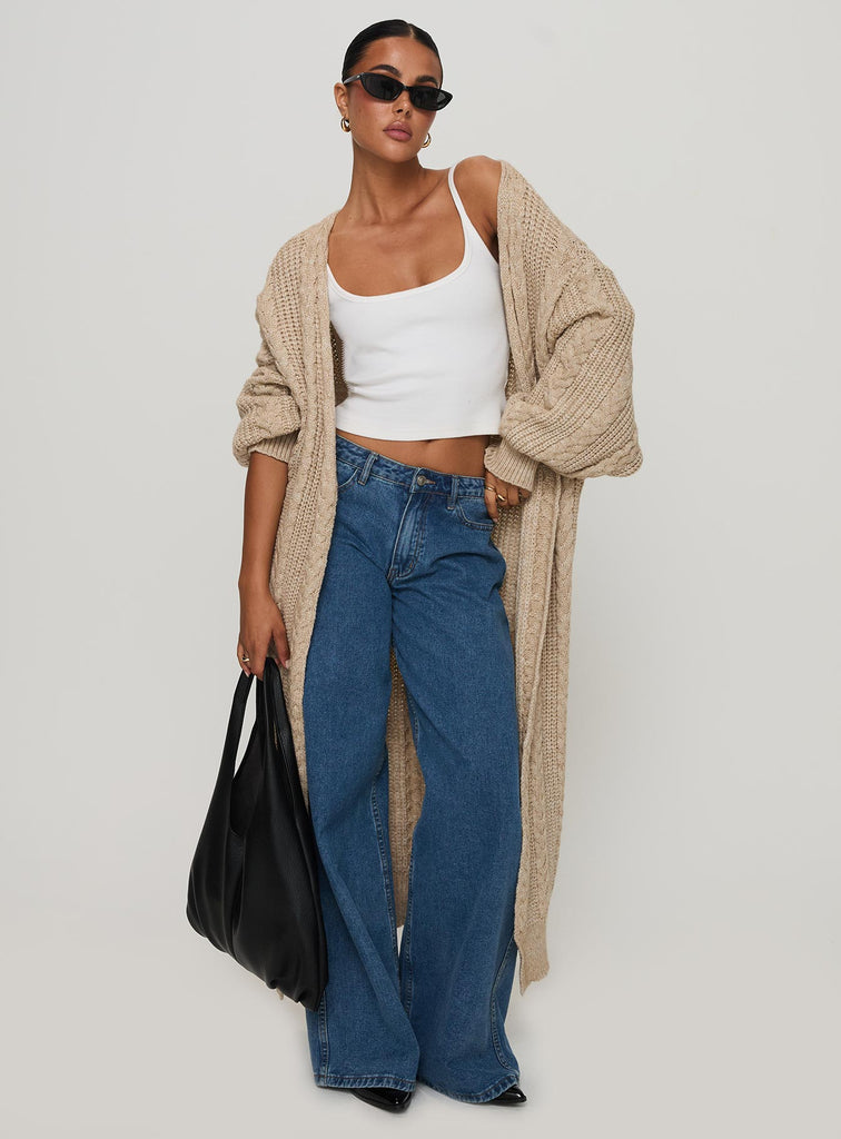 Orkid Cable Knit Cardigan Beige | Princess Polly