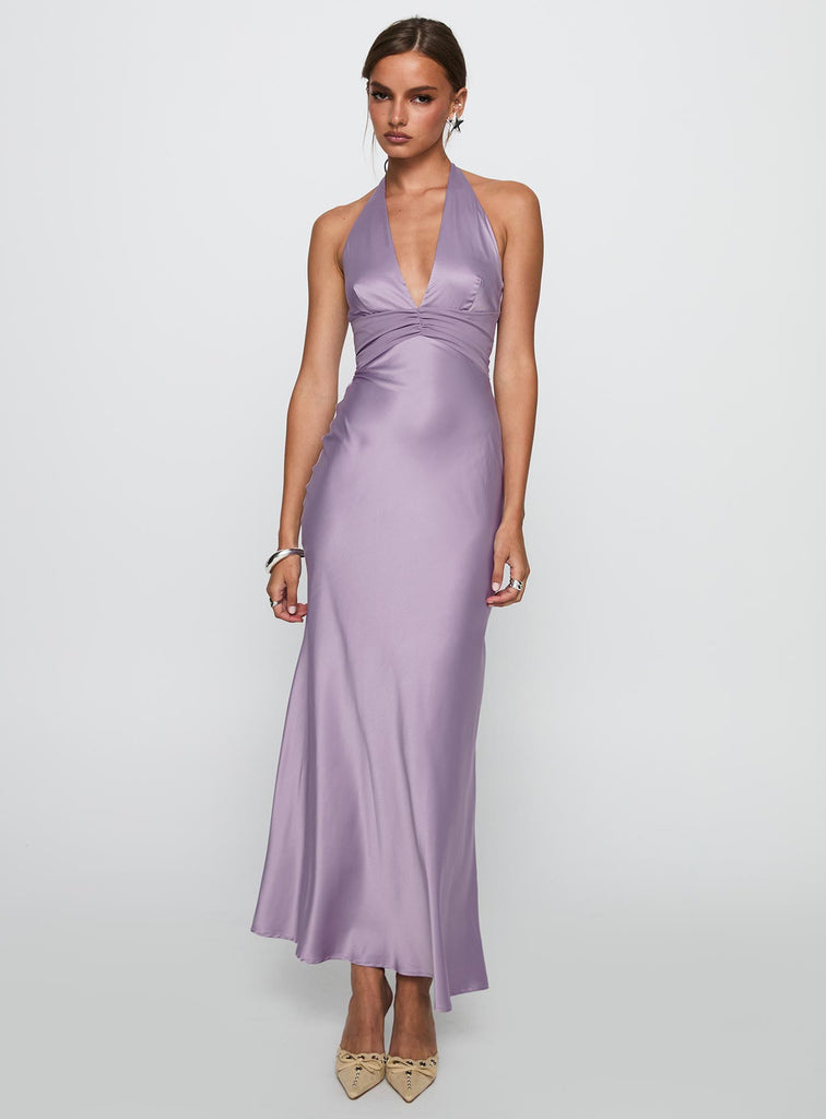 Rousseau Halter Maxi Dress Mauve | Princess Polly