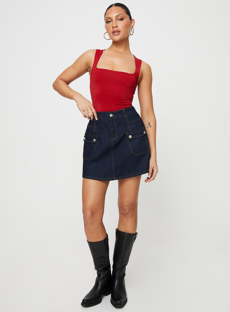 Zakai Cargo Denim Mini Skirt | US 2 | Green | Womens | PP DNM