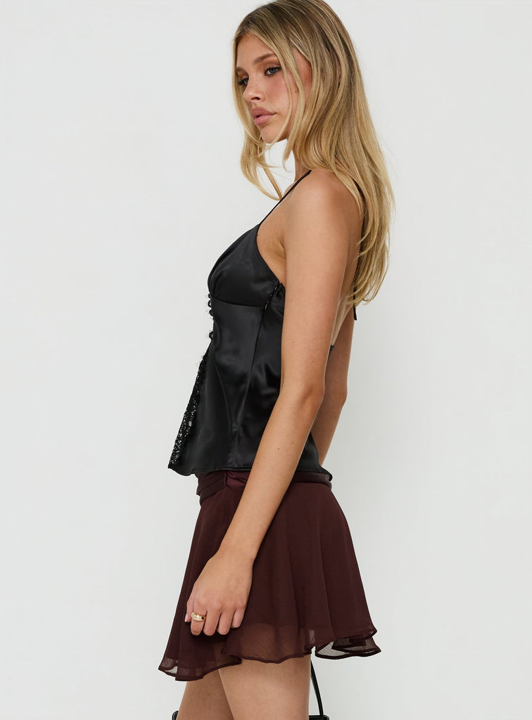 Emey Asymmetrical Mini Skirt Brown | Princess Polly