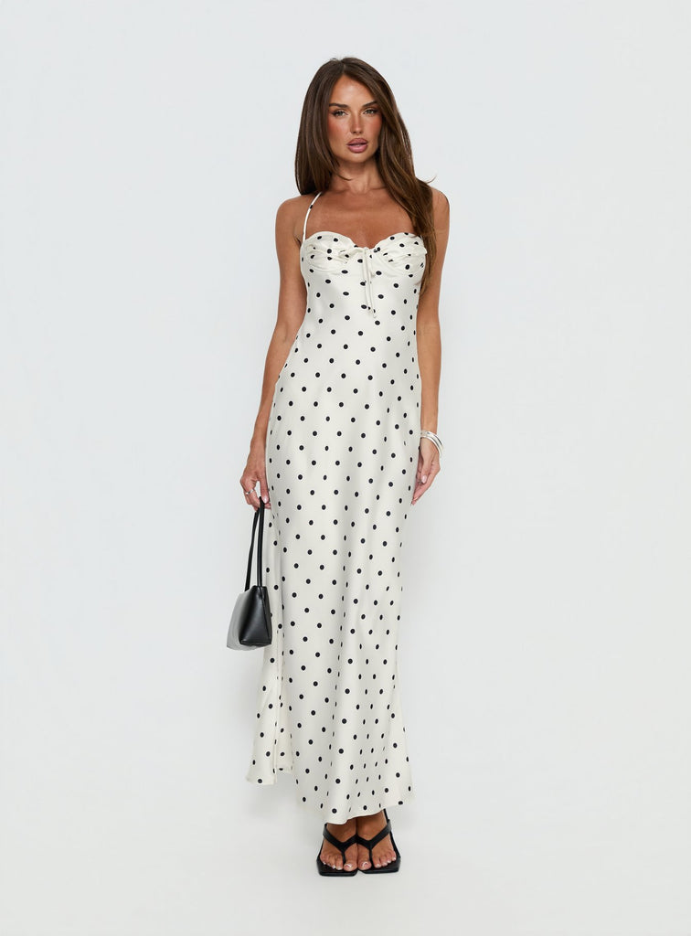 polka dot halter dress princess polly Kimbelle Halter Maxi Dress Cream | Polka Dot | Cream | Polka Dot | Womens