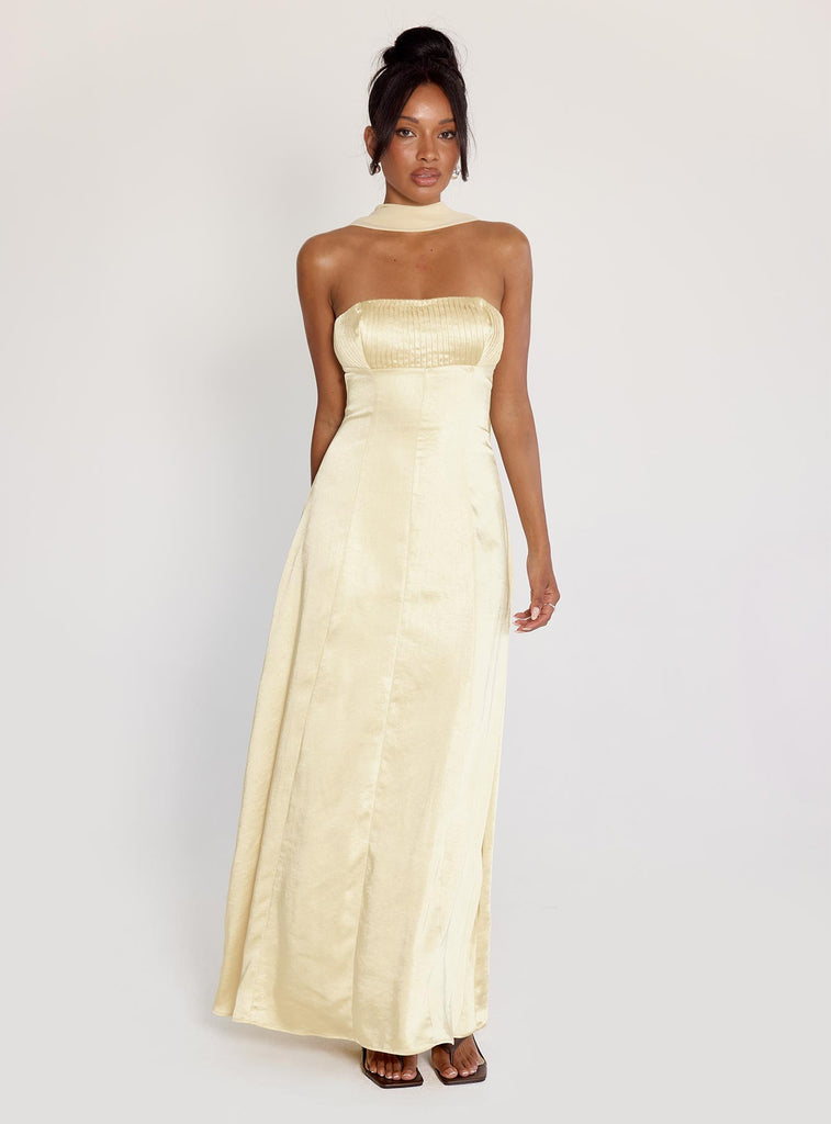 knee length dresses for ladies Braelyn Yellow Strapless Maxi Dress - US 8 main image 0