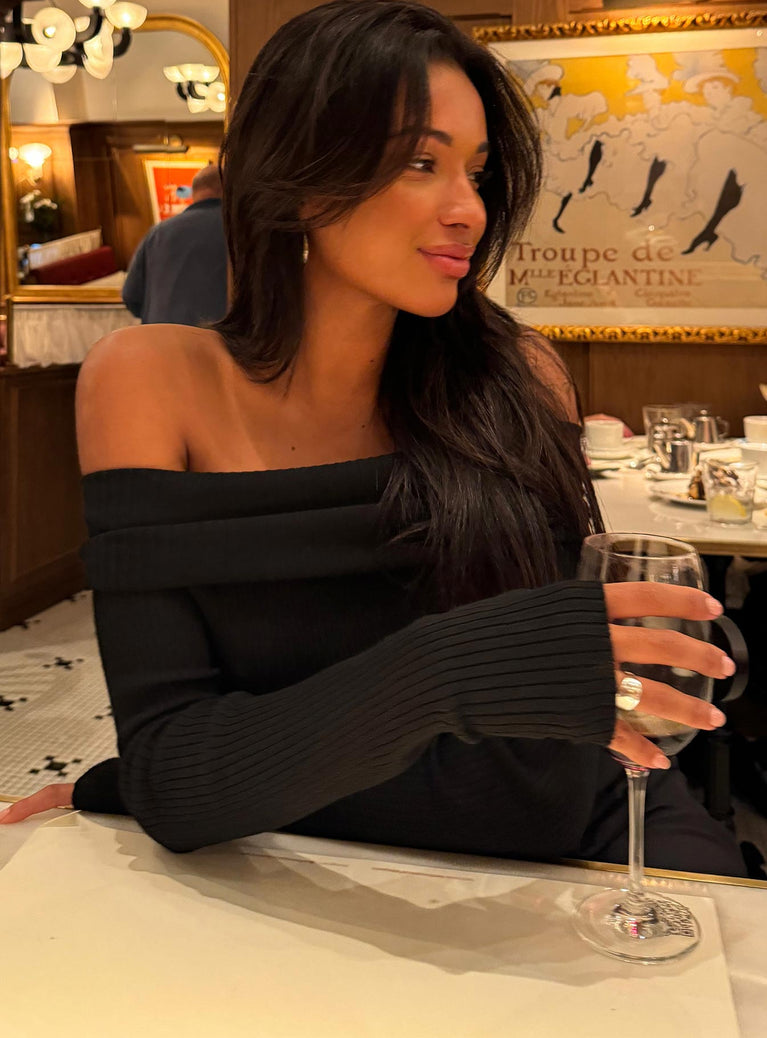 product Morley Off Shoulder Sweater Black Princess Polly Cropped