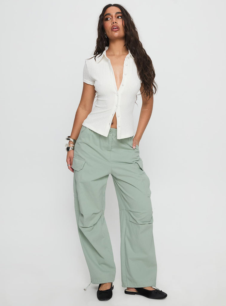 Green Hip Tradie Lady Cargo Pant Stella Crispy Nylon Pleated Cargo