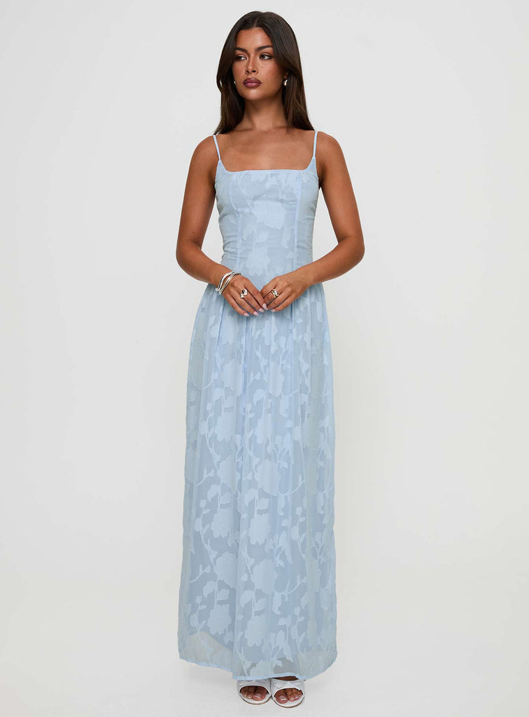 blue dress for baby girl Last Resort- Blue Floral Maxi Dress – Joey Lynn Boutique main image 1