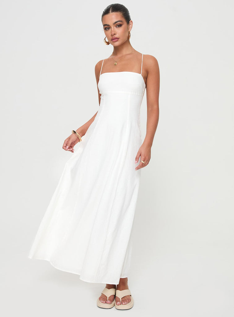 Brightwell Backless Maxi Dress | White | Womens