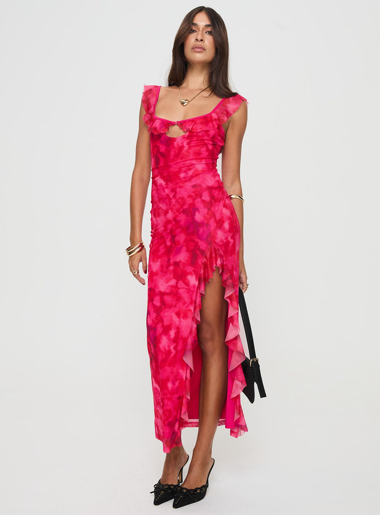 cerise pink maxi dress Holland Tiered Maxi Dress - Raspberry