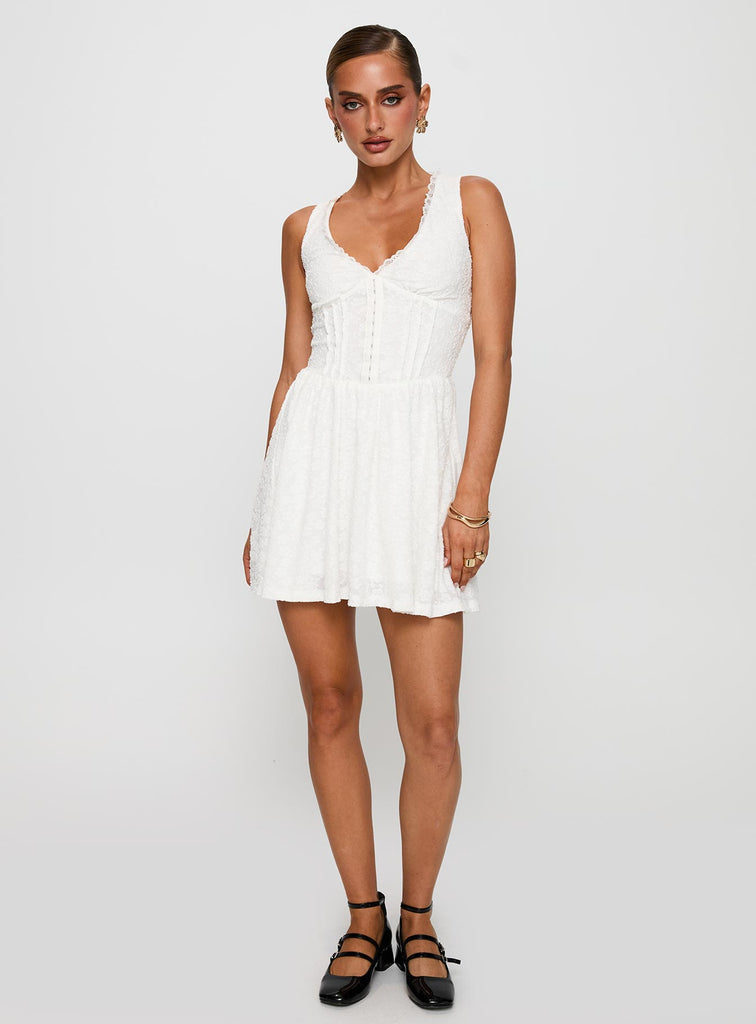 Loveluck Lace Mini Dress White | Princess Polly