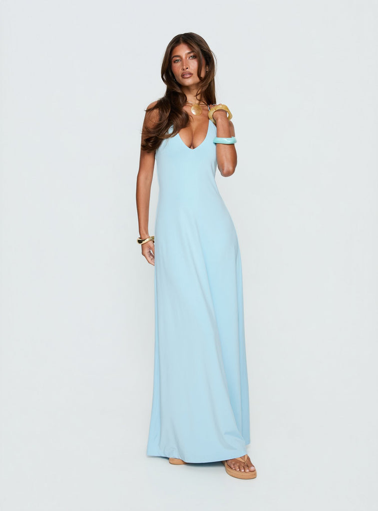 ワンピース herlipto Paddington Long Dress pale blue 2-modelinfo-selina-