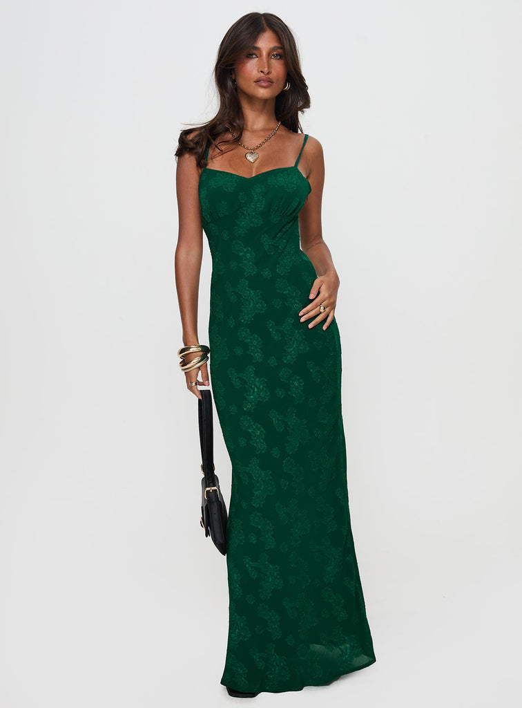 forest green dress Ginette Maxi Color:Velvet Hunter Floral vines around the HATCH Collection The Lace patouCode_DR24302485967