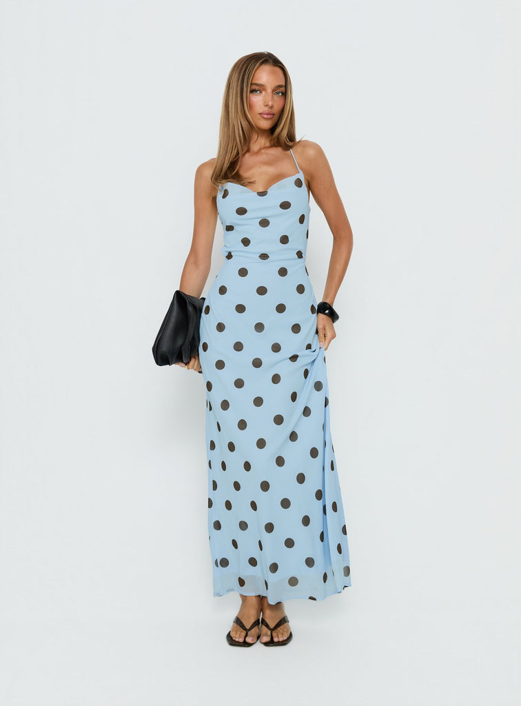 navy blue polka dot maxi dress Celena | | Womens making it a stylish SIZE:USA 4 / EU 34 / UK 6 EU Villa Heros Dear-Lover® Ladies' S/S Light
