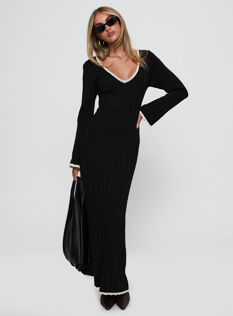 princess polly black long sleeve dress Claira Long Sleeve Maxi Dress Black