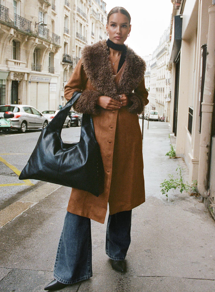 After Party Shearling Jacket Brown Princess Polly