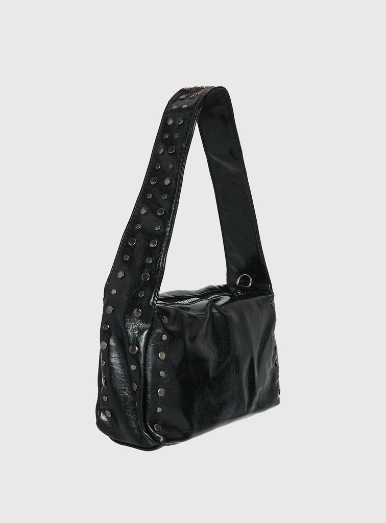 Kaiser Stud Detail Shoulder Bag Black | Princess Polly