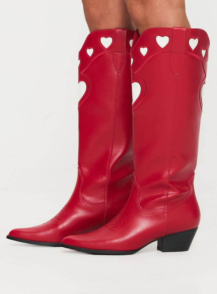 Billini Velma Cowboy Boots Scarlet Red Princess Polly