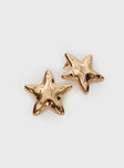 Earrings Gold-toned, star design, stud fastening