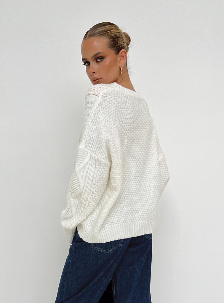 Canlish Cable Sweater Cream Lower Impact | Princess Polly