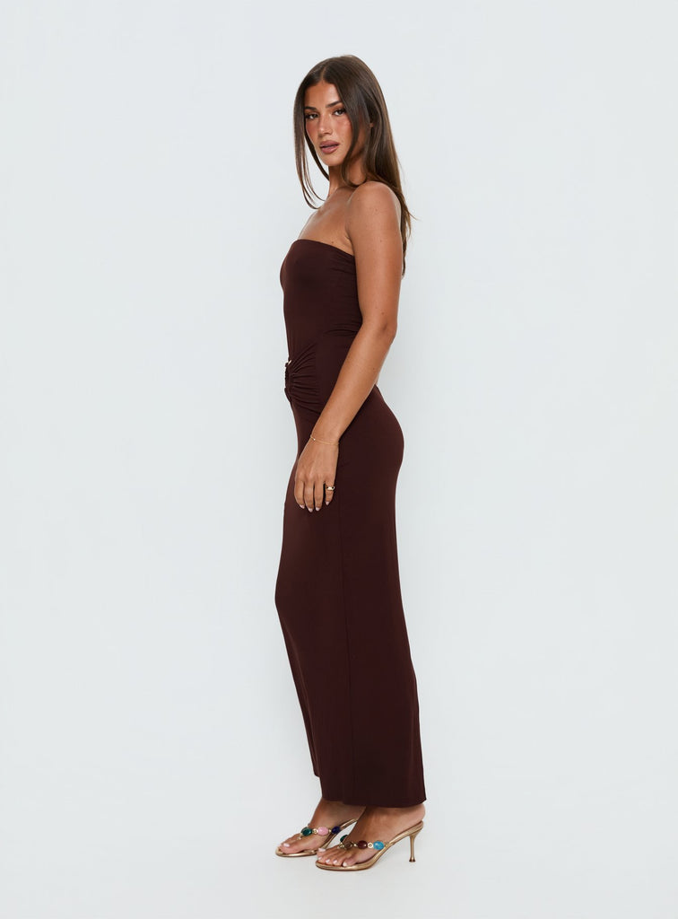 Signature Move Strapless Maxi Dress | Chocolate Brown | Womens