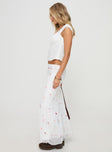 Maxi skirt Floral print, mesh material, elasticated waistband, lettuce edge hem Good stretch, fully lined 