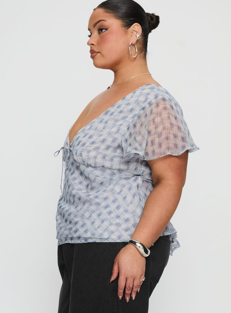 My Last Love Top Blue Check Curve | Princess Polly