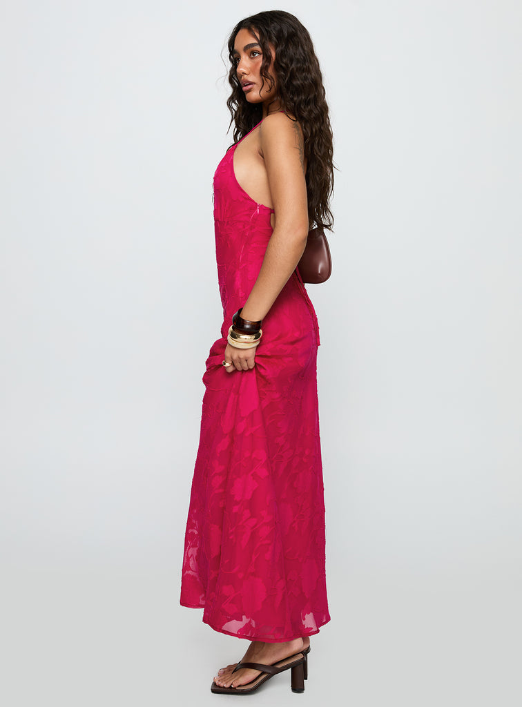 Magnetic Halter Maxi Dress Hot Pink | Princess Polly Magnetic Halter Maxi Dress Hot Pink | Princess Polly