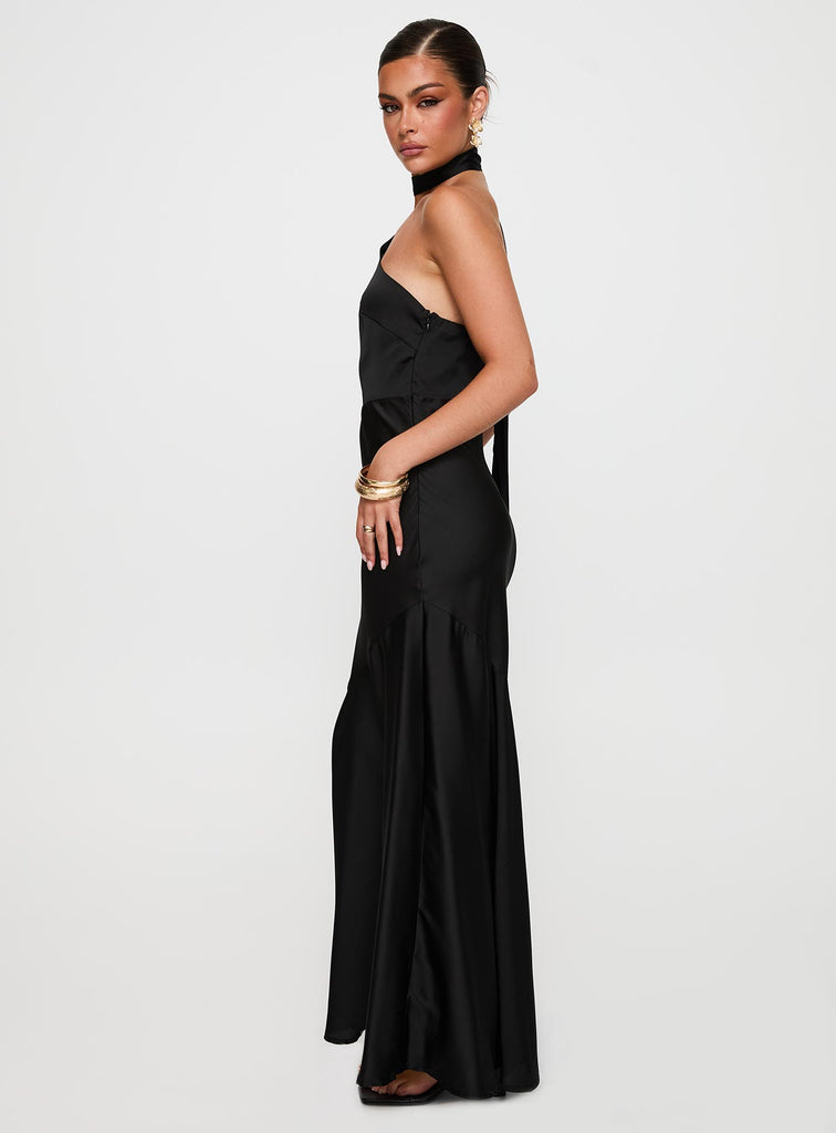 black and beige bodycon dress Elixaire Scarf Maxi Dress Black