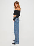 Princess Polly Mid Rise  Jankins Baggy Jeans Mid Wash