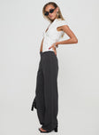Pants Wide leg fit, contrast stitch detail, zip & button fastening Non-stretch material, unlined 