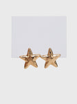 Earrings Gold-toned, star design, stud fastening
