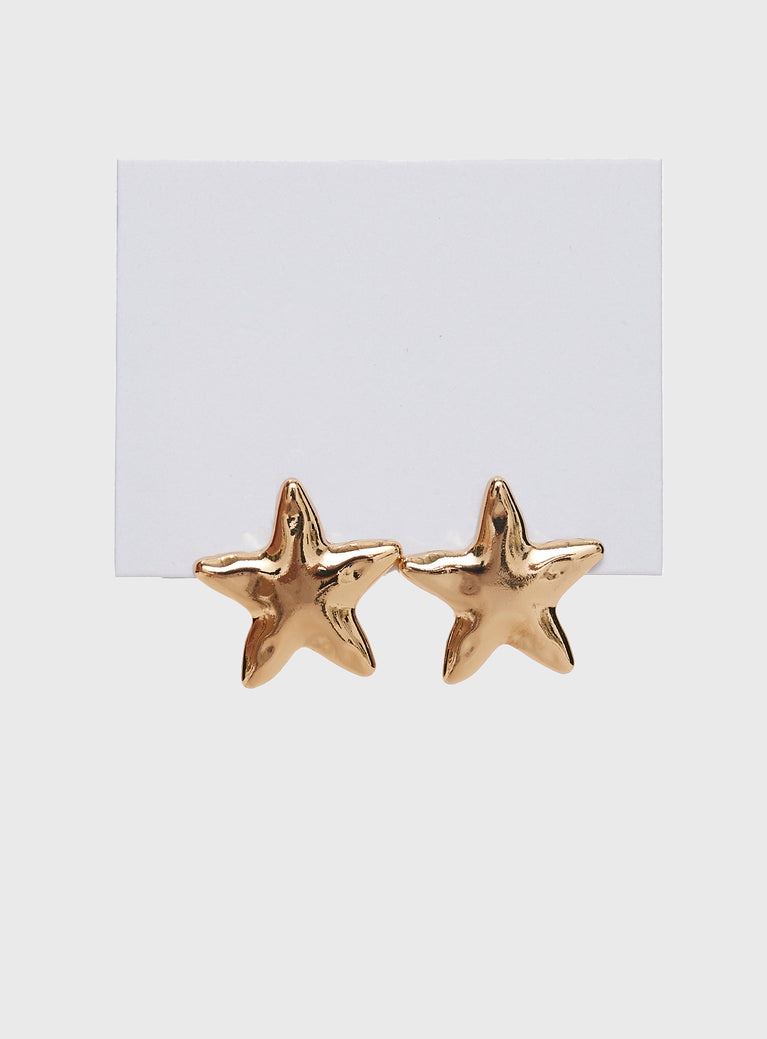 Earrings Gold-toned, star design, stud fastening