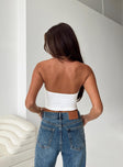 Strapless top Pinched detail at bust Good stretch Lined bust