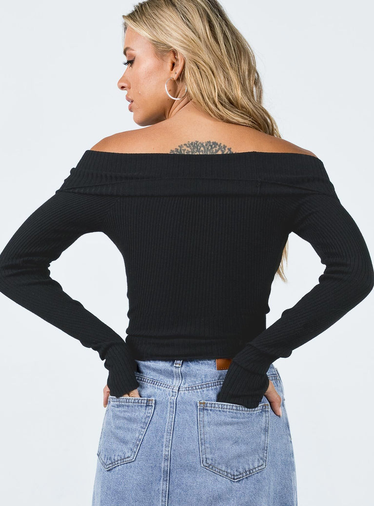 product Morley Off Shoulder Sweater Black Princess Polly Cropped