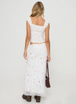 Maxi skirt Floral print, mesh material, elasticated waistband, lettuce edge hem Good stretch, fully lined 