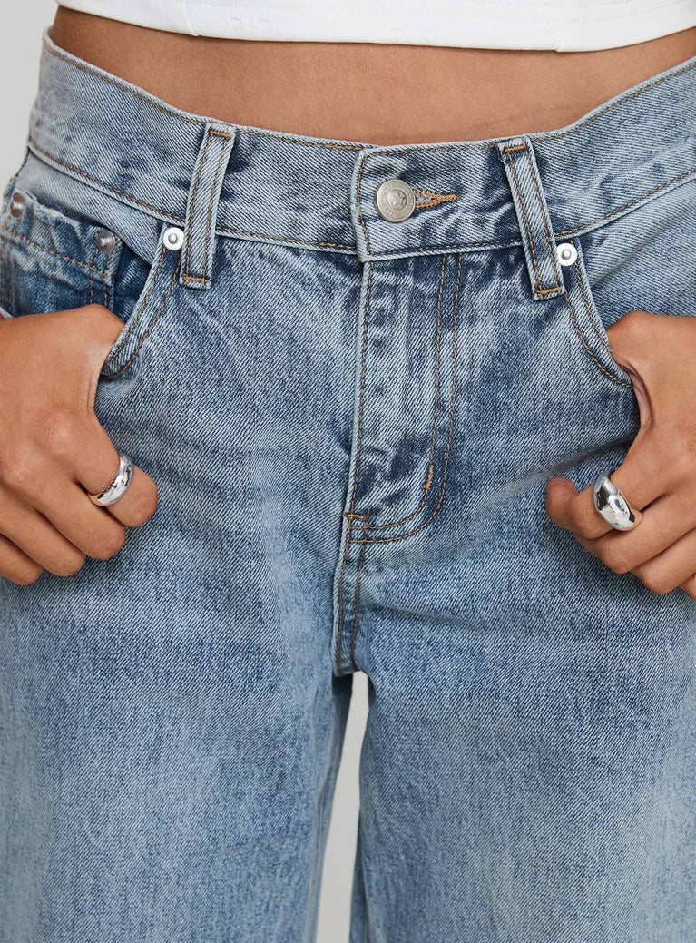 product Princess Polly Anelli Low Rise Straight Leg Jeans Light Blue Wash High Waisted