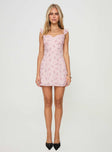 Mini dress Floral print, elasticated straps with frill details invisible zip fastening Non-stretch material, fully lined 