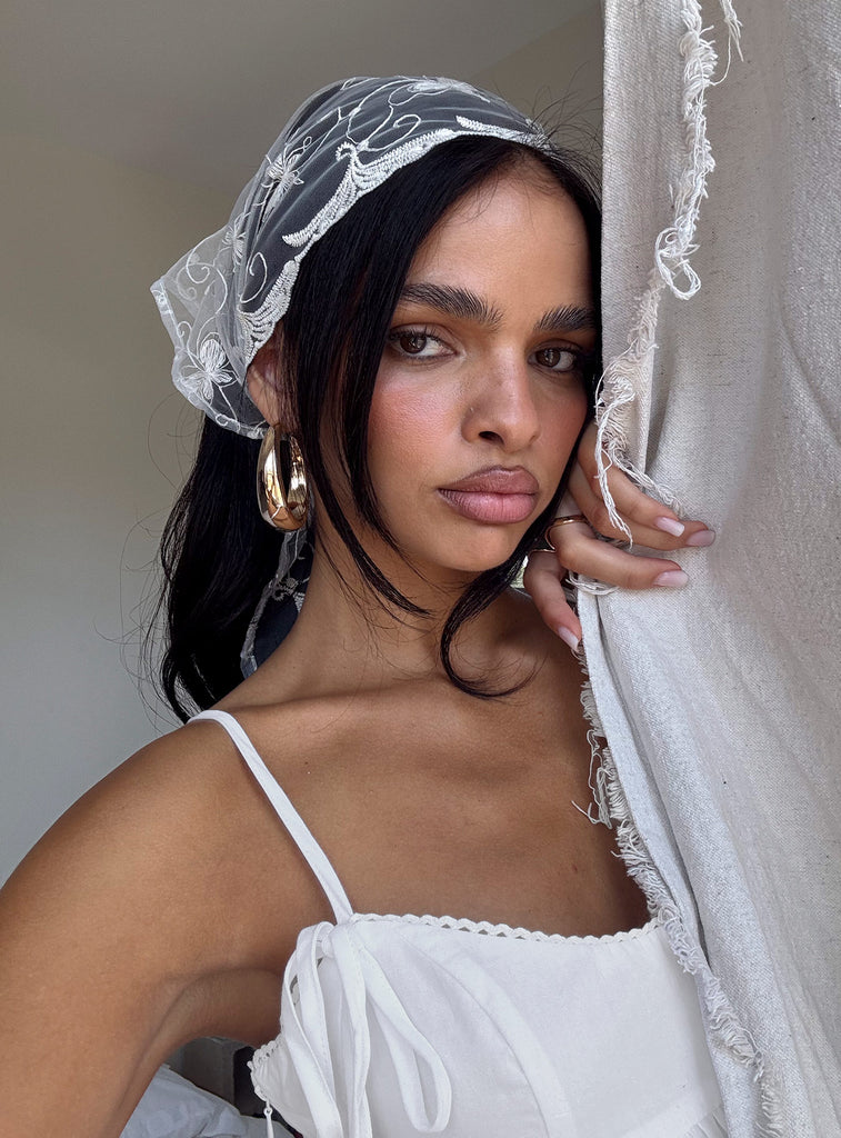 white bandana dress Brigette Lace Mid-Length Belted Shirtdress Blue go style Sweet with filter_size_L Size:LRG (12-14)