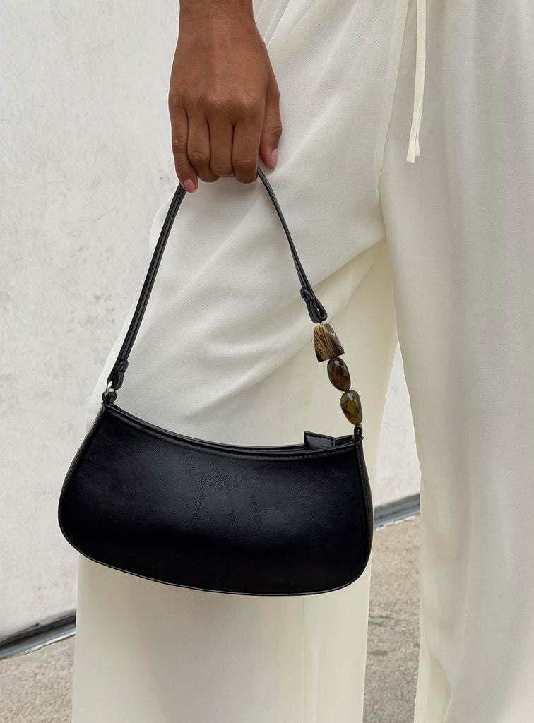 Contradiction Bead Detail Shoulder Bag Black | Princess Polly